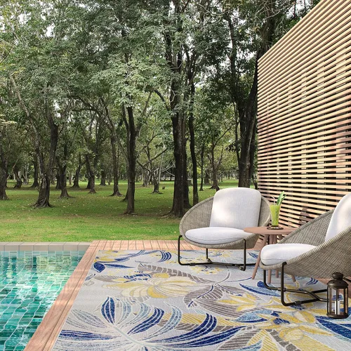Vista 6 de Leick Home 595249 Song Floral - Alfombra rectangular para interiores y exteriores, 3 x 5 pies