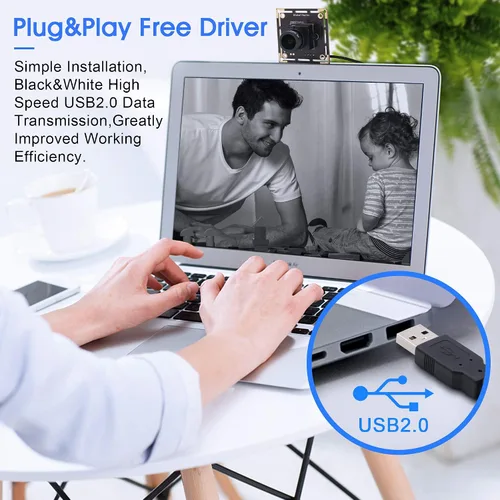 Vista 5 de Obturador global módulo de cámara USB gran angular 720P 60FPS USB Cámara web para computadora Mini UVC USB2.0 Cámara de PC USB de alta velocidad