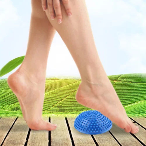 Vista 3 de VGEBY1 Bola Durian Semicircular de PVC Bolas de Yoga Inflables Punto de Masaje Fitball Ejercicios Entrenador Fitness Balance Bola (azul)