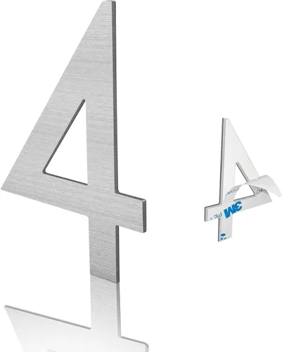Vista 11 de Números de casa modernos de 3 pulgadas, número de buzón de correo plateado cepillado, material de acero inoxidable, números de puerta autoadhesivos 8