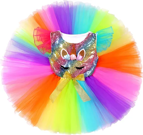 Vista 3 de Soyoekbt Unicorn Costume for Girls Unicorn Tutu Dress LED Light Up With Headband for Halloween Birthday Gift