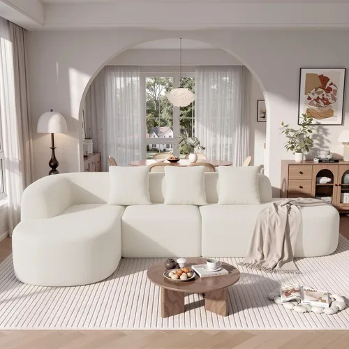 Vista 7 de Sofá modular de 114 pulgadas, moderno sofá deshuesado en forma de L con asiento profundo de gran tamaño, sofá nube para sala de estar, dormitorio