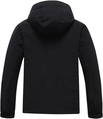Vista 2 de Chubasquero impermeable para mujer con capucha ligero cortavientos para senderismo Negro