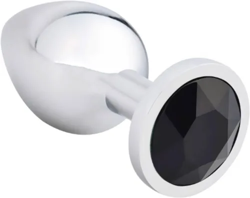 Vista 4 de AKStore 3 tapones anales fetiches de acero inoxidable con diseño de joyas lujosas para fantasías sexuales de bondage, tamaños grande, mediano y Negro