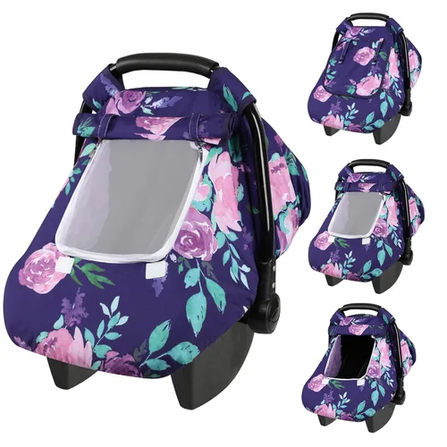 Vista 11 de TANOFAR - Funda para asiento de coche de bebé a prueba de viento, capota para asiento de coche infantil de 3D con lunares de visón y ventana