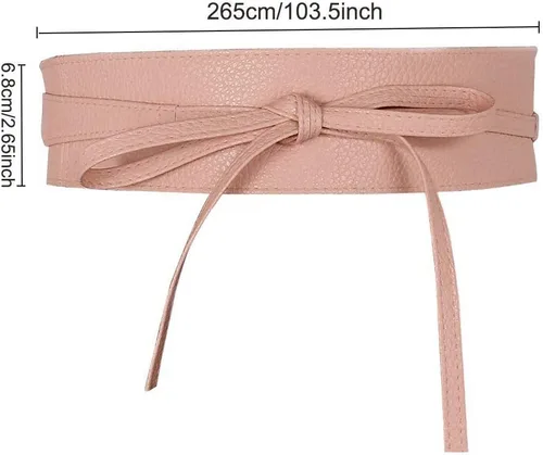 Vista 3 de Ayliss Cinturón Obi de piel sintética suave para mujer, cinturón de cincha, cinturón de moda con lazo para vestido, mono