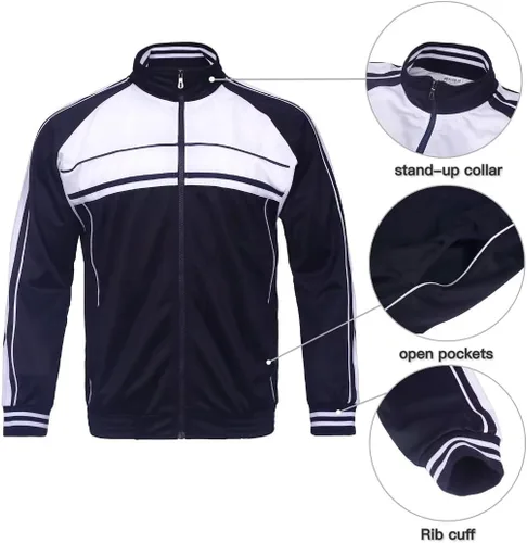 Vista 3 de Conjunto deportivo de 2 piezas para hombre, casual para hombres altos y grandes, conjunto de traje deportivo a rayas laterales