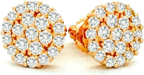 Vista 6 de Aretes de plata helada, oro rosa, negro o dorado, circonita cúbica, hip-hop CZ