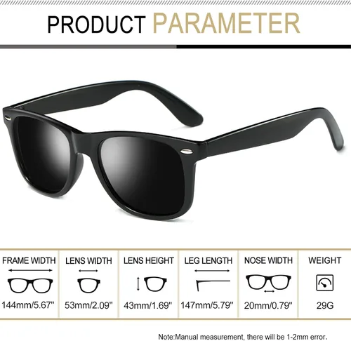 Vista 5 de Joopin Gafas de sol cuadradas polarizadas con protección UV para hombre y mujer