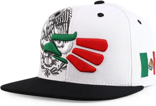 Vista 8 de Hecho En Mexico Águila 3D Bordada Gorra Plana con Cierre Snapback Verde oscuro Negro 4