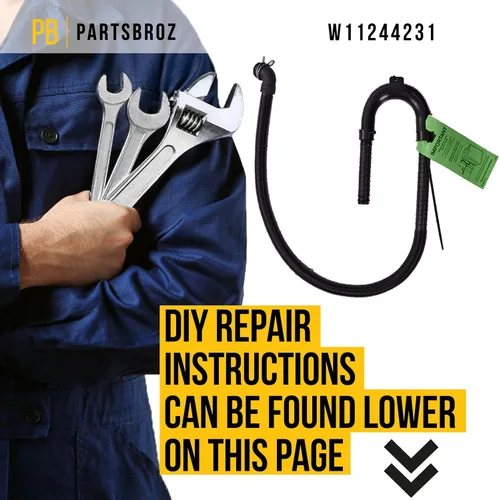 Vista 6 de PartsBroz W11244231 Manguera de drenaje compatible con lavadora Whirlpool Maytag Kenmore Amana – Reemplaza W10221546 AP6339776 PS12578897 MVWX655DW1