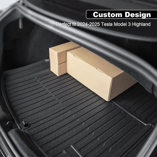 Vista 2 de Alfombrilla de maletero para Tesla Model 3 2026, protector de maletero de TPE duradero para todo tipo de clima, forro de carga trasero impermeable