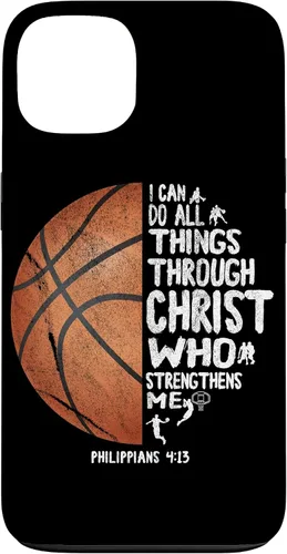 Vista 7 de Funda de baloncesto para iPhone 17 con texto en inglés "I can do All Things Through Christ Philippians