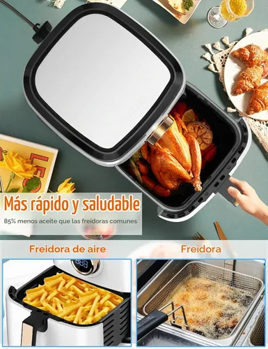 Vista 2 de Freidora de aire, freidora de aire ALLCOOL de 8 cuartos, freidora de aire grande de 1700W con pantalla táctil de 8 en 1, freidoras aptas