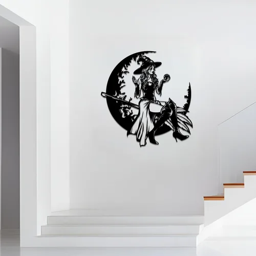 Vista 4 de Decoración metálica de pared con texto en inglés «Happy Halloween» (12 pulgadas)