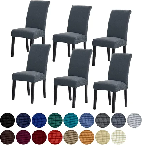 Vista 56 de Juego de 2 fundas para sillas de comedor, fundas elásticas para sillas de comedor, fundas para sillas de cocina de jacquard texturizadas, decoración