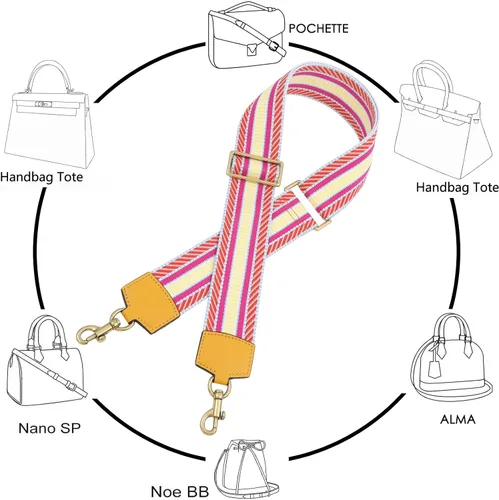 Vista 4 de HUADEK Purse Strap Replacement Crossbody Handbag Stripe Wide Adjustable
