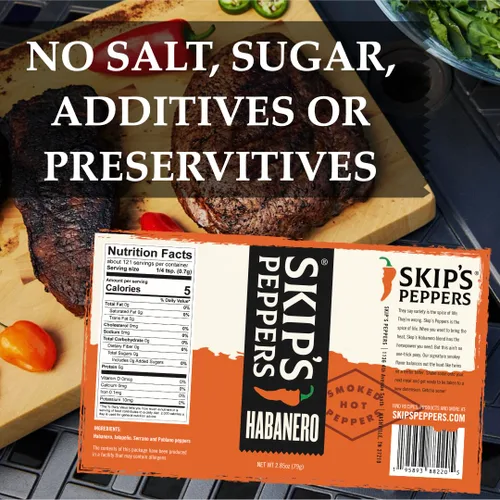 Vista 2 de Skips Peppers - Mezcla de Habanero, 0.85 oz - Habanero molido de pimientos ahumados, lleno de calor, perfecto para recetas de chile, pescado