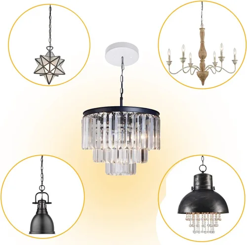 Vista 4 de ECUDIS Kit de toldo de luz colgante, placa de cubierta de lámpara de techo de 4.7 pulgadas con accesorios de montaje para candelabro, toldo de Blanco