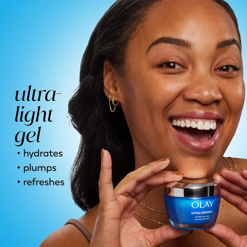 Vista 2 de Olay - Hidratante facial con ácido hialurónico, hidratación instantánea para mujeres, sin fragancia - solución para piel seca, resplandeciente