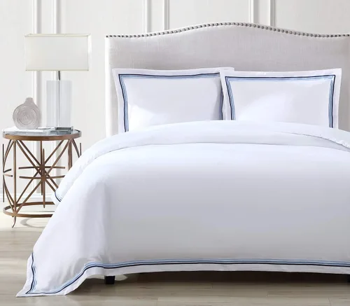 Vista 7 de Pure Parima Triple Luxe Sateen Hotel Collection - Juego de funda de edredón 100% algodón egipcio certificado, bordado Baratta, matrimonial/Queen