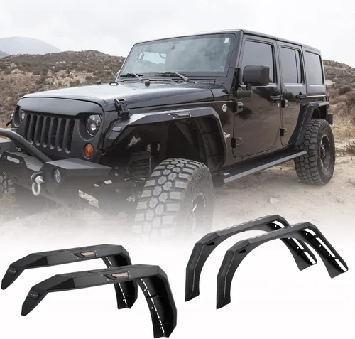Vista 9 de Guardabarros WOLFSTORM para Wrangler JK 2007-2018 con luces LED DRL