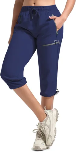 Vista 19 de BVVU Pantalones cargo capri de senderismo para mujer, ligeros, de secado rápido, pantalones deportivos impermeables para exteriores, pantalones