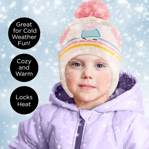 Vista 7 de Hasbro Sombrero de invierno, guantes para niños pequeños, gorro de bebé de Peppa Pig para niña
