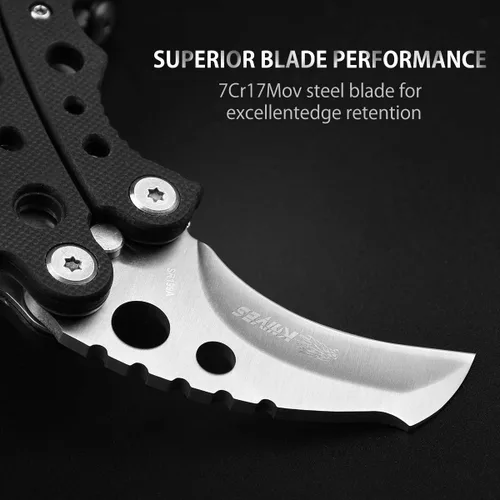 Vista 2 de Cuchillo de bolsillo NedFoss, cuchillo plegable EDC con clip, mango G10, bloqueo de botón, cuchillos compactos y geniales para el uso diario