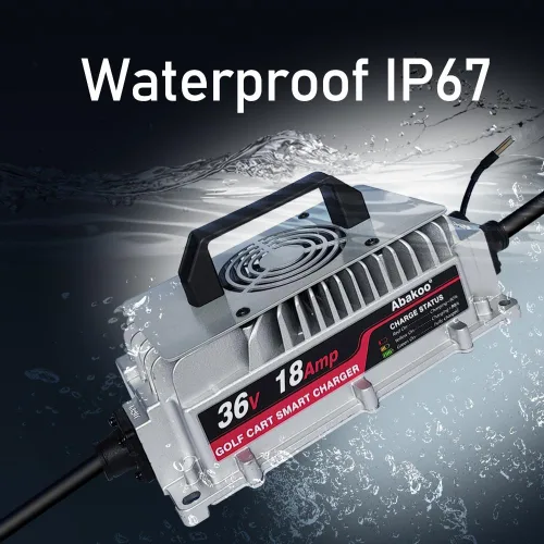 Vista 3 de Cargador de batería de carrito de golf de 36V 18A con conector estilo Crowsfoot enchufe de pie de cuervos, impermeable IP67