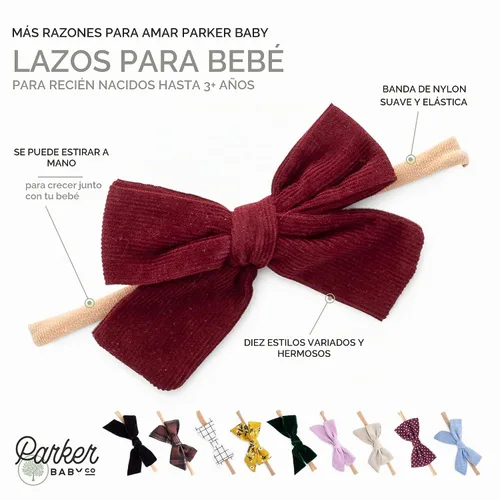 Vista 2 de Parker Baby Co. - Diademas suaves para bebé niña con lazos, paquete de 10