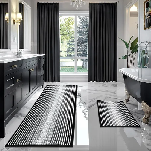 Vista 64 de BSICPRO Tapetes de baño de felpilla, 20 x 32 pulgadas, antideslizantes, absorbentes, suaves, peludos, para baño, lavables a máquina (salvia)