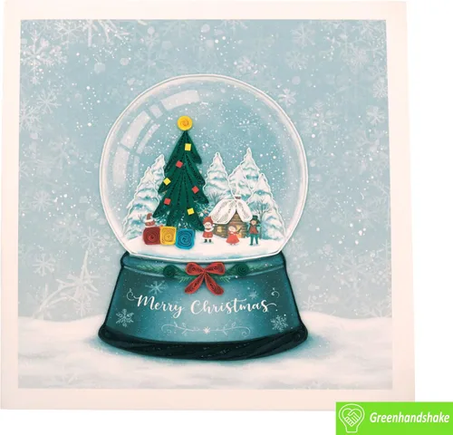 Vista 4 de Globo de nieve de Navidad, tarjeta de Navidad con filigrana - Arte único dedicado hecho a mano, tarjeta de felicitación de diseño para toda ocasión