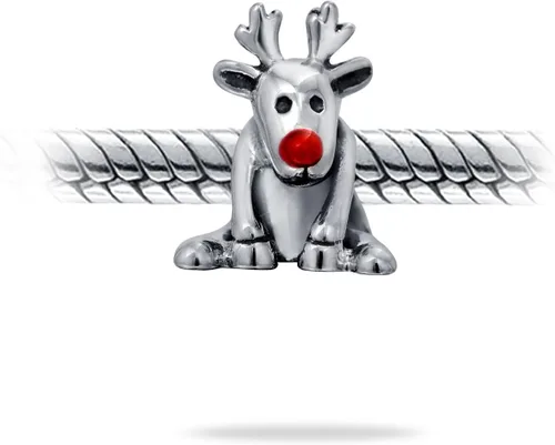 Vista 2 de Fun Caribou Elk Christmas Holiday Rudolph Red Nose Rudolph - Abalorio de cristal brillante para mujeres y adolescentes, chapado en oro de 14