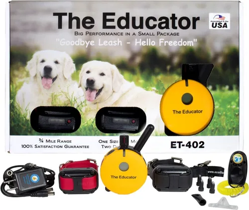 Vista 7 de Educator Collar ET-400 E para entrenamiento de perros con control remoto, rango de 3/4 millas, impermeable, 100 niveles de estimulación contundente