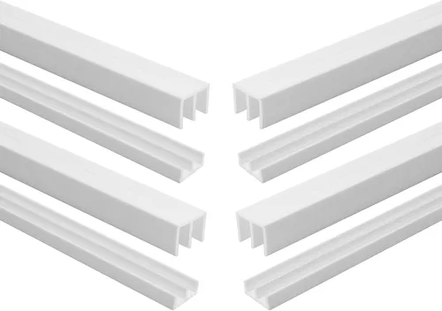 Vista 22 de Riel de puerta corredera de panel de 1/4 pulgadas, juego superior e inferior de plástico negro de 48 pulgadas, fabricado en EE. UU., paquete de 1