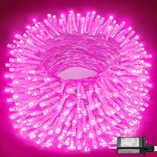 Vista 45 de Tira de 200 luces LED de 66 pies para exteriores, luces de Navidad conectables para interiores, cable transparente, impermeable, 8 modos de luces