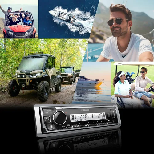Vista 8 de Kenwood KMR-M332BT Estéreo para Auto y Marina - Single Din, Audio Bluetooth, USB MP3, Entrada Aux, Radio AM FM SiriusXM Ready, Resistente a