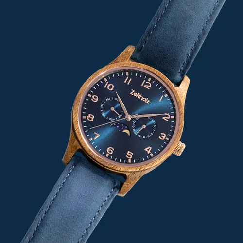 Vista 20 de Zeitholz Relojes de madera para hombre, reloj de madera, regalos, reloj analógico, nueva colección Klitten 1.654 in con movimiento de cuarzo japonés.