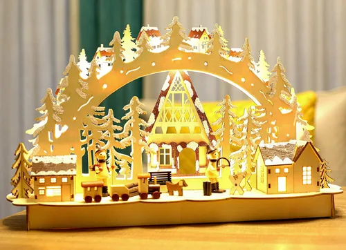 Vista 2 de BRUBAKER Arco de luz LED de Navidad - Paisaje de invierno - 17.1 x 10.6 x 4 pulgadas
