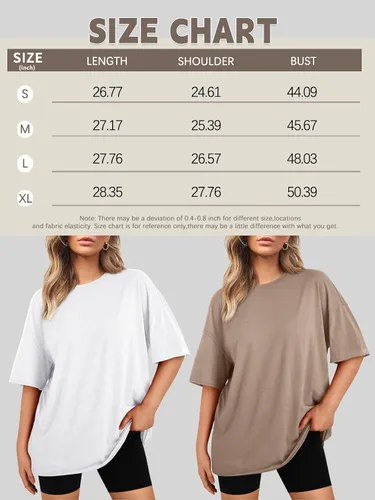 Vista 6 de LILLUSORY Oversized T Shirts Women's Loose Fit Crewneck Short Sleeve Tops Basic Tees