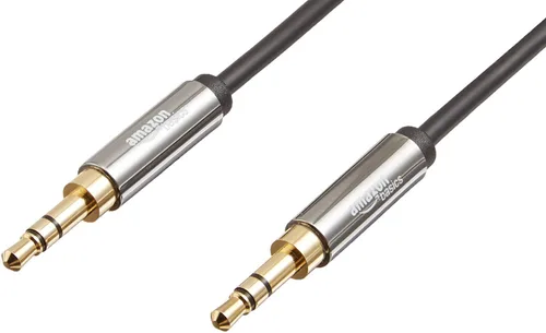 Vista 7 de Amazon Basics Cable de audio auxiliar de 3.5mm para altavoz estéreo o subwoofer con conectores chapados en oro, 4 pies, negro