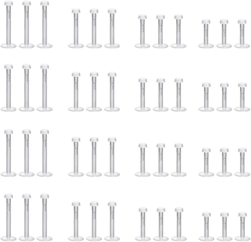 Vista 5 de Clear Plastic Earrings for Sports Work - 16 Gauge Invisible Labret Studs- Flat Push-In Retainers for Ears, Cartilage, Helix, Tragus, Lip, Monroe