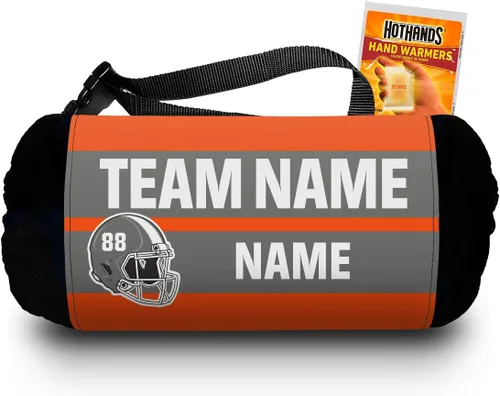 Vista 6 de Calentador de manos para cuarto de espalda, jugadores y potenciadores - Nombre del equipo personalizable y nombre del jugador Rojo