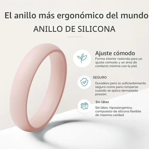 Vista 5 de ThunderFit Anillos de aniversario de silicona para mujer, 5.5 mm de ancho, 2 mm de grosor, bandas de goma de boda, paquete múltiple variado 1-12