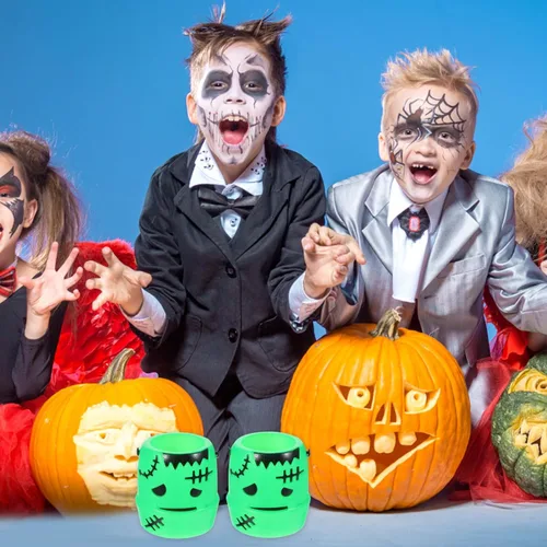 Vista 6 de Cubo de caramelos de calabaza mini cesta de dulces de Halloween con asa para golosinas de fiesta y niños truco o trato