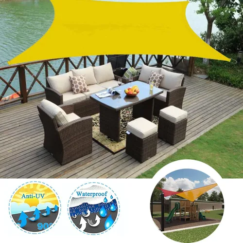 Vista 14 de Toldo tipo vela para exteriores, 6 x 7 pies, vela impermeable con bloqueo UV, tela resistente, protección solar, resistente al viento, grado