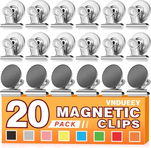 Vista 9 de VNDUEEY Paquete de 6 imanes para refrigerador, imanes para refrigerador, clips magnéticos negros, imanes para pizarra blanca, clips magnéticos