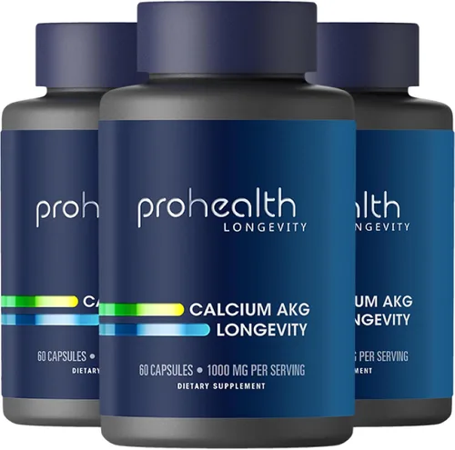 Vista 9 de ProHealth, Suplemento de Ca AKG (alfa cetoglutarato) (1,000 mg por porción de 2 cápsulas, 60 cápsulas). Apoya la función metabólica y los procesos