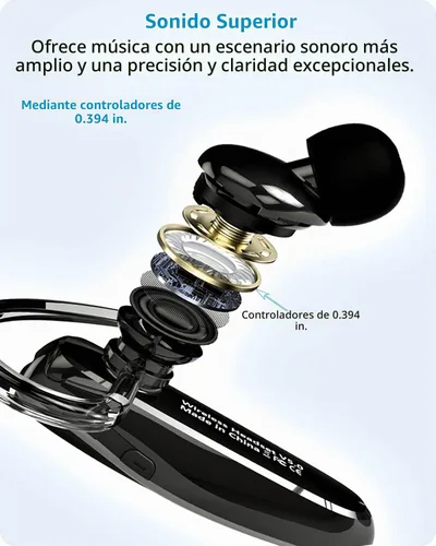 Vista 8 de Auriculares Bluetooth, V5.1 Auriculares inalámbricos ultraligeros manos libres con cancelación de ruido y micrófono para teléfono celular, PC